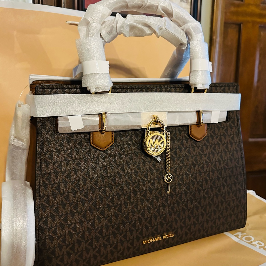 Michael Kors Hamilton Bag W/Lock Crossbody New Brown